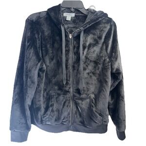 RAG Black Fleece Zip Hoodie Jacket Women's M  - Super Soft